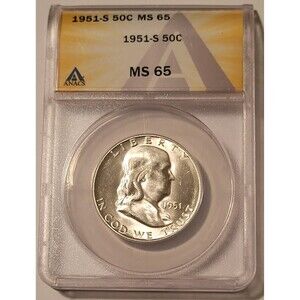 1951 S Franklin Half Dollar MS65 ANACS